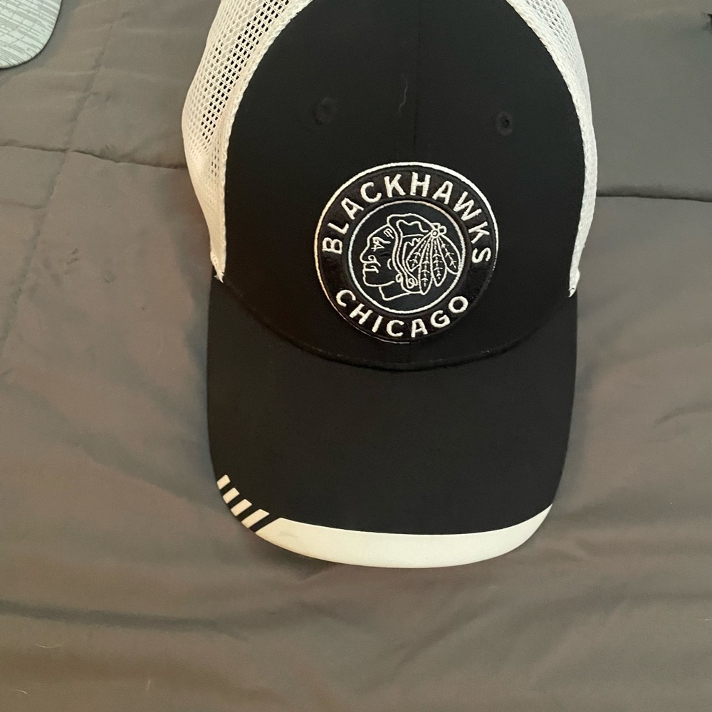 NHL Blackhawks Black and White Hat